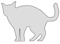 Cat arching back (scared).  Free, cat, kitten, pattern, template, stencil, outline, printable, clipart, design, coloring page, vector, svg, print, download.