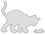 Cat chasing mouse pattern. Free, cat, kitten, pattern, template, stencil, outline, printable, clipart, design, coloring page, vector, svg, print, download.