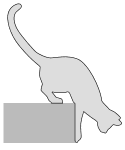 Free Cat climbing down pattern.  cat kitten silhouette pattern scroll saw pattern, svg, laser, cricut, silhouette, bandsaw cutting template, and coloring.