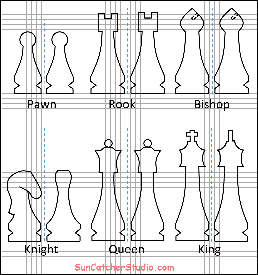 Chess pieces patterns (ALL) - Pawn, Rook, Bishop, Knight, Queen, and King.