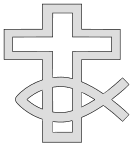 Free Cross and fish symbol. Christian, religious, silhouette, pattern, scroll saw pattern, svg, laser, cricut, silhouette, bandsaw cutting template, and coloring.