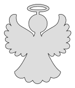 Christmas angel stencil. Free, pattern, template, stencil, clipart, design, Christmas, angel, printable ornament, decoration, cricut, coloring page, winter, window, snow, vector, svg, print, download.