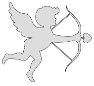Cupid angel arrow bow. Free, pattern, template, stencil, clipart, design, Christmas, angel, printable ornament, decoration, cricut, coloring page, winter, window, snow, vector, svg, print, download.