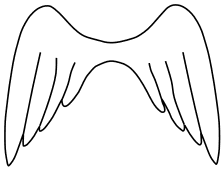 Wings angel pattern. Free, pattern, template, stencil, clipart, design, Christmas, angel, printable ornament, decoration, cricut, coloring page, winter, window, snow, vector, svg, print, download.