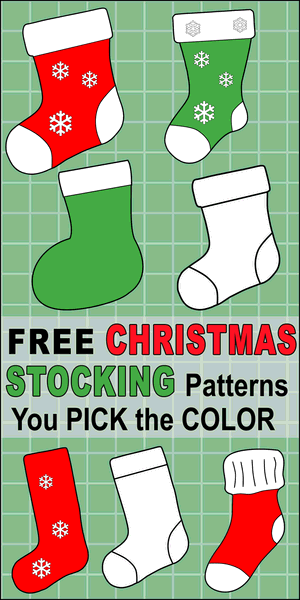 DIY Printable Christmas Stocking Patterns, Stencils, and templates.  Use these clip art designs of xmas stocking patterns for holiday ornaments and decorations, coloring pages, Silhouette and Cricut cutting machines, scroll saw patterns.