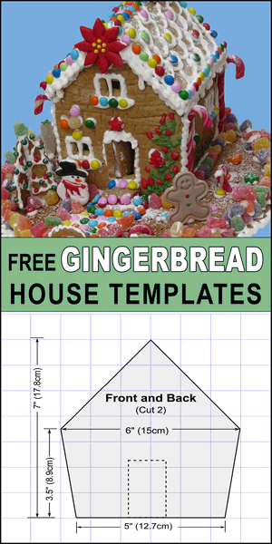 Gingerbread house templates, DIY, free, printable, pattern, stencil, Christmas, ginger bread, frosting, icing, holiday ornament, decoration, winter, small, large, vector, svg.