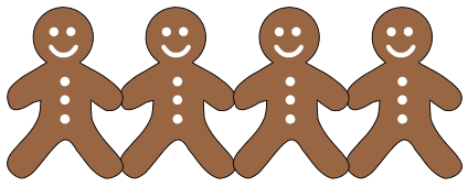 Gingerbread Man Chain String. Free, Christmas, gingerbread, cutout, cookie, man, ornament, decoration, tree, holidays, pattern, stencil, template, outline, clip art, design, printable, winter, window, snow, vector, svg, print, download.