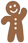 Waving Gingerbread Man. Free, Christmas, gingerbread, cutout, cookie, man, ornament, decoration, tree, holidays, pattern, stencil, template, outline, clip art, design, printable, winter, window, snow, vector, svg, print, download.