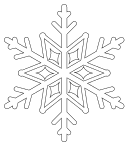 Printable snowflake stencil. Free, snowflake, snow, Christmas, ornament, decoration, tree, holiday, pattern, stencil, template, outline, clip art, design, printable, coloring page, winter, window, snow, vector, svg, print, download.