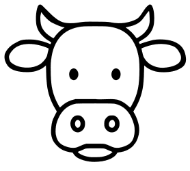 Simple cow coloring page pattern. Free, cow pattern, template, stencil, outline, printable, clipart, design, coloring page, vector, svg, print, download.