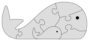 Free diy whale family puzzle. Free printable wooden jigsaw patterns, stencils, and templates.  Great for scroll saw, cricut, DIY kid projects, and woodworking projects.