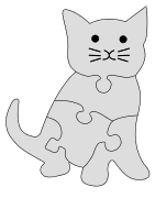 Make your own kitten cat puzzle. Free, printable, wooden, jigsaw, pattern, stencil, template, outline, clipart, design, scroll saw, DIY, kid project, woodworking project, print, download.