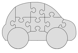 Wooden easy diy car puzzle. Free, printable, wooden, jigsaw, pattern, stencil, template, outline, clipart, design, scroll saw, DIY, kid project, woodworking project, print, download.