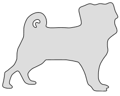 Free Pug template. dog breed silhouette pattern scroll saw pattern, cricut cutting, laser cutting template, svg, coloring.