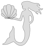 Mermaid (shell) pattern. Free, fish, pattern, template, stencil, outline, printable, clipart, design, coloring page, vector, svg, print, download.