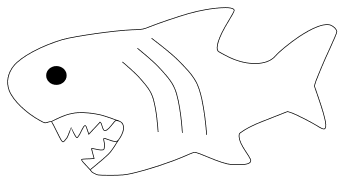 Simple shark template. Free, fish, pattern, template, stencil, outline, printable, clipart, design, coloring page, vector, svg, print, download.