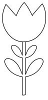 Tulip flower template. Free, flower, pattern, template, stencil, outline, printable, clipart, design, coloring page, silhouette, cricut, vector, svg, print, download.