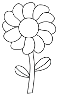 Simple cartoon flower. Free, flower, pattern, template, stencil, outline, printable, clipart, design, coloring page, silhouette, cricut, vector, svg, print, download.