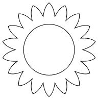 Sunflower plant bloom template. Free, flower, pattern, template, stencil, outline, printable, clipart, design, coloring page, silhouette, cricut, vector, svg, print, download.