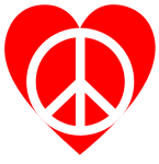 Free printable 7. Peace sign in heart.  Peace sign, peace symbol, logo, love, printable, free, clipart, template, pattern, svg, stencil, design, cricut.