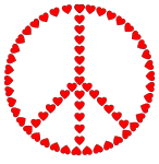 Free printable 9. Peace symbol with hearts.  Peace sign, peace symbol, logo, love, printable, free, clipart, template, pattern, svg, stencil, design, cricut.