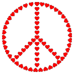 10. Peace symbol with hearts. Free printable, Peace sign, peace symbol, logo, love, printable, free, clipart, template, pattern, svg, stencil, design, cricut.