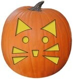 Free Catty pumpkin carving pattern, stencil, template for marking a Jack O Lantern creating Halloween decorations.