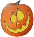 Free Happy pumpkin carving pattern, stencil, template for marking a Jack O Lantern creating Halloween decorations.