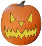Free Scary pumpkin carving pattern, stencil, template for marking a Jack O Lantern creating Halloween decorations.