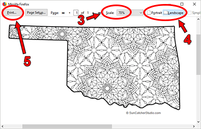 Firefox browser - How to scale a pattern or an image when printing.