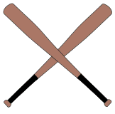 Baseball bats crossed..  Use these printable sports balls patterns, stencils, templates for decorations, coloring pages, Cricut designs, silhouette, vector and svg cutting machines, woodworking patterns.