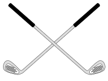 Golf clubs crossed..  Use these printable sports balls patterns, stencils, templates for decorations, coloring pages, Cricut designs, silhouette, vector and svg cutting machines, woodworking patterns.