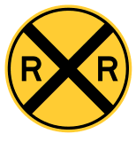 Railroad crossing sign template. Free, printable, train, train car, pattern, stencil, template, vector, svg, print, download, clipart, shape, guide, design, svg, coloring page, sheet, quilting.