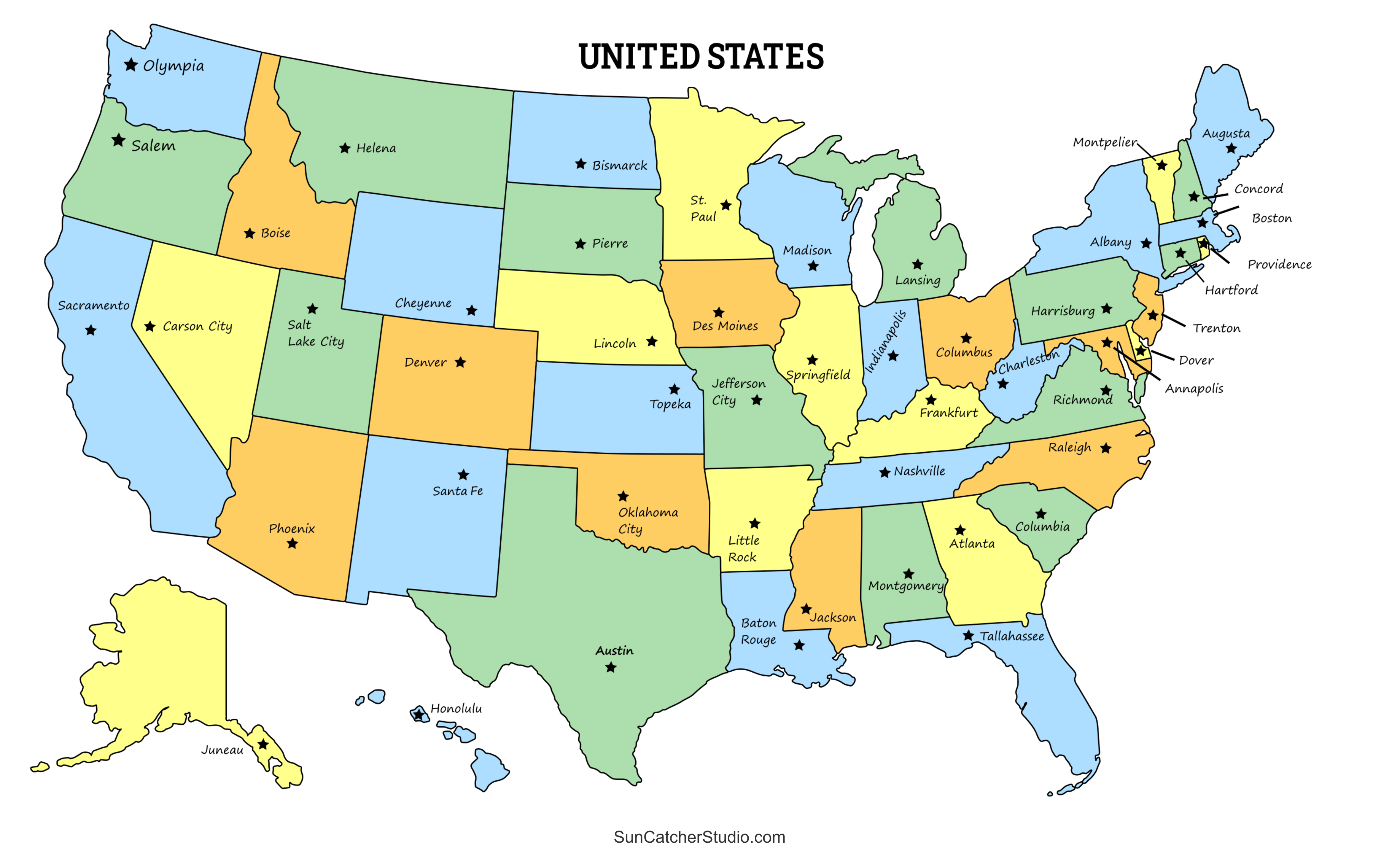 United States Labeled Map 2000x2000 United States Labeled Map 2000x2000