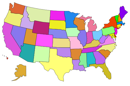 4. Blank USA Map with States in Color, free, printable, us, usa, united states, map, pattern, stencil, template, vector, outline, svg, print, download, clipart, design, svg, coloring page.