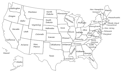 usa map states with names