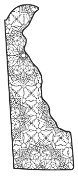 Free printable Delaware coloring page with pattern to color for preschool, kids, 
and adults.