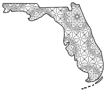 Free printable Florida coloring page with pattern to color for preschool, kids, 
and adults.