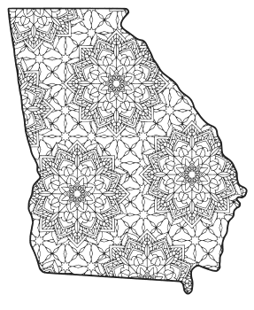 Free printable Georgia coloring page with pattern to color for preschool, kids, 
and adults.