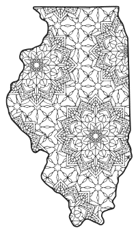 Free printable Illinois coloring page with pattern to color for preschool, kids, 
and adults.