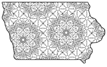 Free printable Iowa coloring page with pattern to color for preschool, kids, 
and adults.