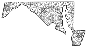 Free printable Maryland coloring page with pattern to color for preschool, kids, 
and adults.