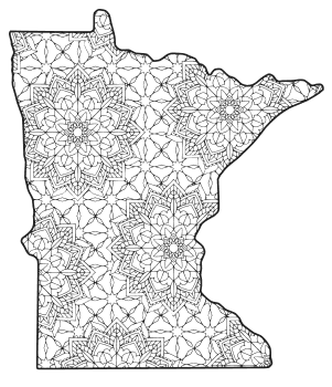 Free printable Minnesota coloring page with pattern to color for preschool, kids, 
and adults.