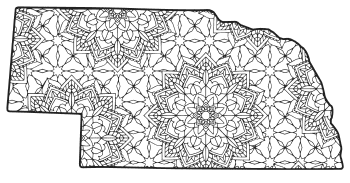 Free printable Nebraska coloring page with pattern to color for preschool, kids, 
and adults.