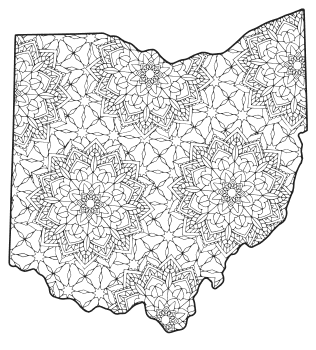 Free printable Ohio coloring page with pattern to color for preschool, kids, 
and adults.