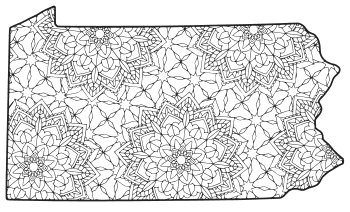 Free printable Pennsylvania coloring page with pattern to color for preschool, kids, 
and adults.