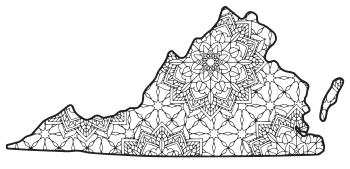 Free printable Virginia coloring page with pattern to color for preschool, kids, 
and adults.