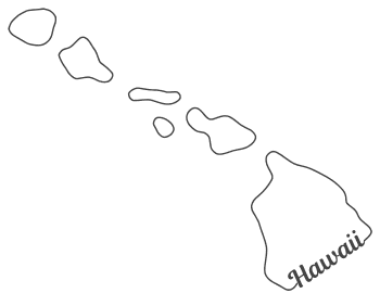 Hawaii – Map Outline, Printable State, Shape, Stencil, Pattern