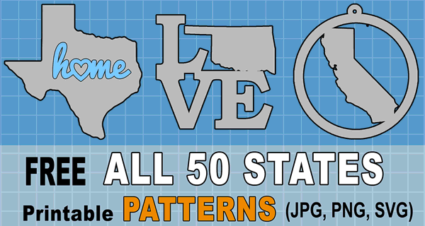 State Outlines, Maps, Stencils, Patterns: Printable Shapes of all 50 States