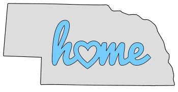 Nebraska home heart stencil pattern template shape state clip art outline printable downloadable free template map scroll saw pattern, laser cutting, vector graphic.